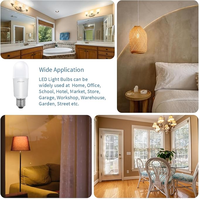 Jolux led Stick Lights for Enclosed Fixture,Led bulbs100 Watt Equivalent,2700K Soft White,1500 LM,E26 Medium Screw Base,High Lumen Light Bulb,Non-Dimmable, 6 Count (Pack of 1)………