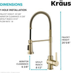 KRAUS Britt Commercial Style Spot Free Antiqued Champagne Bronze Pre-Rinse Kitchen Faucet with Deck Plate and Soap Dispenser, KPF-1690-KSD-53SFACB