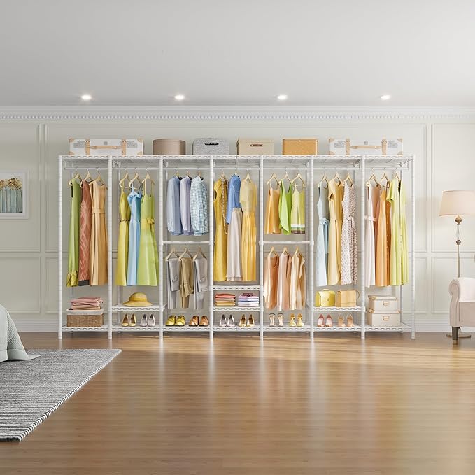 VIPEK V70 Extra Large Clothes Rack Heavy Duty Clothing Rack, Freestanding Wardrobe Metal Closet for Hanging Clothes, Bedroom Organizer and Storage, Max Load 1670lbs, White