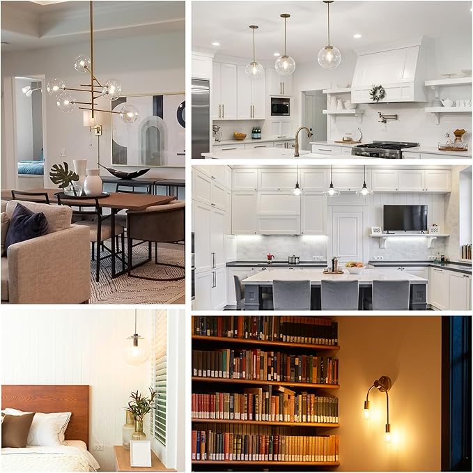 Energetic 3CCT E26 LED Filament Light Bulb, (2700K/3500K/5000K) 3 Color Temperature Selectable, 6.5W, 60W Equivalent, Dimmable, 760LM, Classic Clear Glass A19 LED Light Bulb, UL Listed, Pack of 6