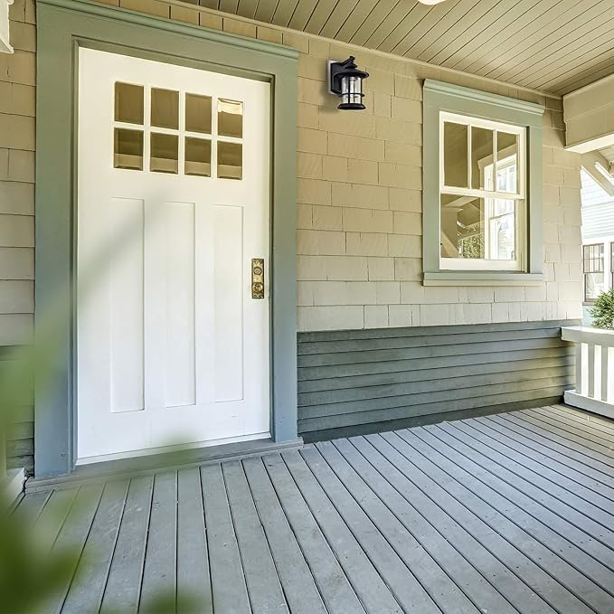 MICSIU Textured Black Outdoor Wall Light 2 Pack, Clear Seedy Glass Large Exterior Porch Wall Lantern, H12.5 Inch Exterior Lights for House, Front Porch, Patio, Backyard.