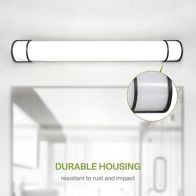 ASD LED 48" Vanity Flush Mount Light Fixture, Linear Bathroom Lighting Bar | 3CCT, Dimmable, Energy Star, ETL Listed | 35W 3200LM 3000-5000K 120V | Long Bath Wall Sconce Over Mirror | Black, 2 Pack