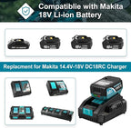 6000mAh 18V Battery Replacement for Makita 18V Battery and Charger DC18RC, Compatible with Makita LXT 18 Volt Batteries Lithium Ion BL1850 BL1840 BL1830 BL1820 BL1815 Cordless Power Tools (Blue)