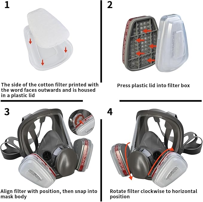 Half & Full Face Respirator Mask with Filters, Gas Masks for Construction Work, Paint, Dust, Spray, Welding, Sanding