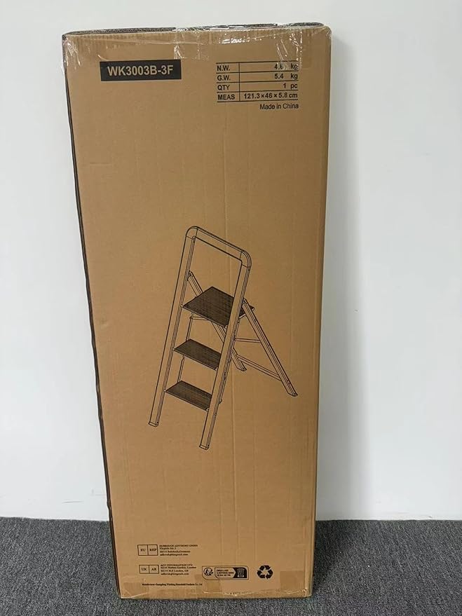 KINGRACK Aluminium 3 Step Ladder, Lightweight Step Stool with Non-Slip Pedals, Handrail, 330 LBS Foldable Step Ladder for Kitchen, Garage, Home, Space Saving, Sturdy and Portable, Silver