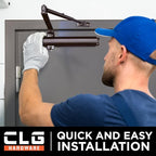 CLG HARDWARE Heavy Duty Commercial Door Closer DC8016 - Slim Line - Surface Mounted, Grade 1- ADA & UL 3 Hour Fire Rated, Adjustable Size 1-6 for Entrances & Aluminum Storefronts - US10D Dark Bronze