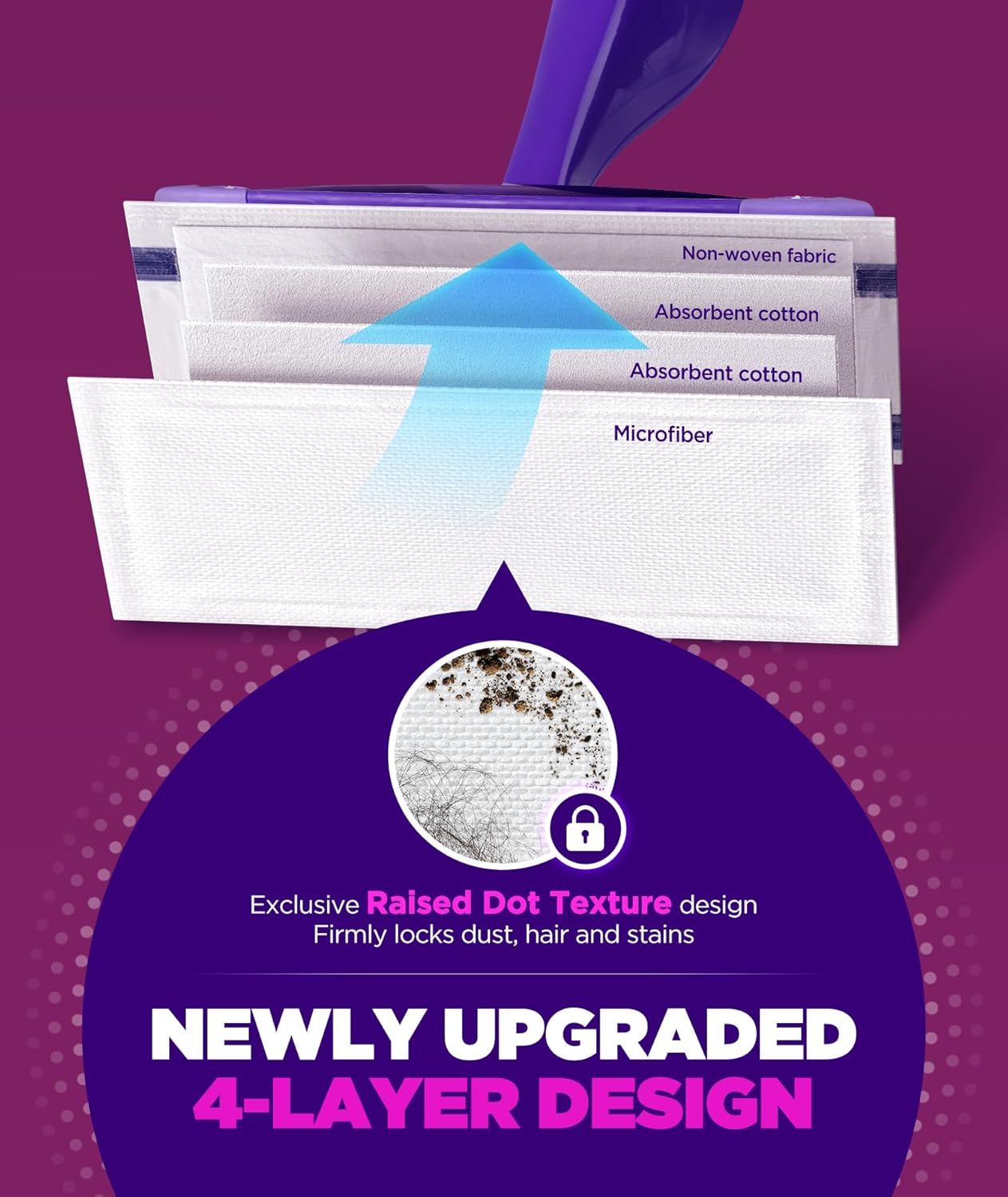 4-Layer Super Absorbent Pad Refills for Swiffer Wet Jet Mop, Heavy Duty & No-Shedding Mopping Pads Refill, Disposable Streak-Free Cleaning for All Sealed Floors, 60 Pack