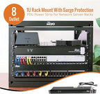 Tecmojo 1U Rack-Mount Horizontal 8-Outlet Power Strip UL Listed PDU with Surge Protection 6ft Cord Power Distribution for IT and Network Server Racks