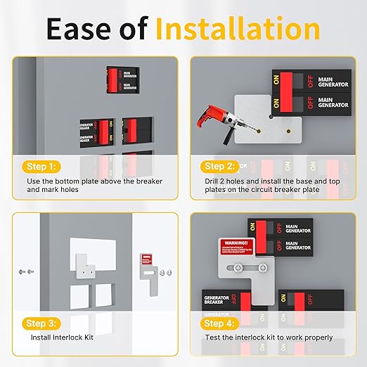Generator Interlock Kit Compatible with for Siemens 100 Amp and Murray 100 Amp Panels, Interlock Kit with 7/8-1 1/4 Inch Spacing Between Main and Generator Breaker