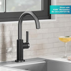 Kraus Oletto Single Handle Kitchen Bar Faucet in Matte Black/Spot Free Black Stainless Steel, Kitchen Sink Faucets, KPF-2822MBSFSB