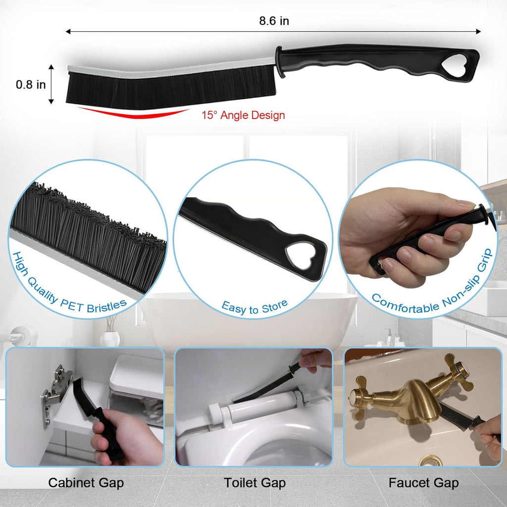 9 Pack Crevice Cleaning Brush Set, Hard Bristle Detail Brush Set for Deep Cleaning Kitchen, Bathroom, Grout, Sink, Bottle, Blender, Corners, Tight Spaces