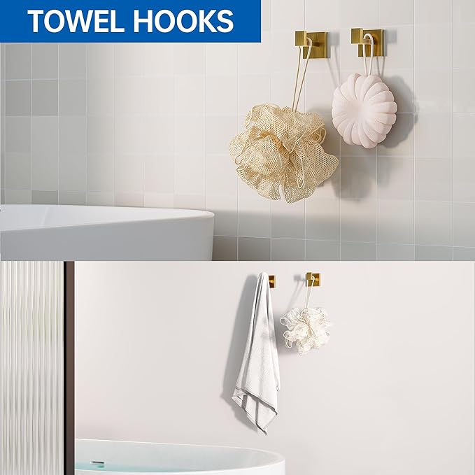 10-Piece Bathroom Hardware Accessories Set, 16 Inch SUS304 Stainless Steel Towel Bar Set, Wall Mounted Bathroom Towel Holders, Towel Hooks with Toilet Paper Holder