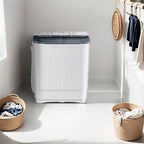 Sportpulse Portable Washing Machine with Time Control, Mini Twin Tub 32lbs Capacity Laundry, 20lbs Washer & 12lbs Spinner, ideal for Camping, Apartments, RV (Black, 32lbs)