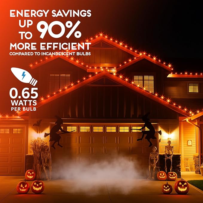 HLO Lighting Set of 500 Orange C9 Faceted LED Christmas Light Bulbs for Indoor & Outdoor Use | Durable Replacement Bulbs