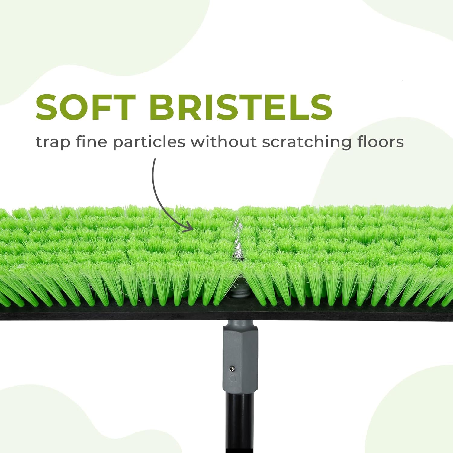 18” Indoor Shop and Garage Push Boom with Soft Bristles, Heavy Duty Brush Broom with 59” Long Handle for Commercial & Residental Floor Cleaning Sweeping