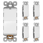 LIDER Minimalist Design Matte Finish Lighted Decorator Switch, Frameless Paddle Light Switch with Locator Light, Grounding Screw, 15A 125V, UL Listed, LS15-1P-W5P, White, 5 Pack