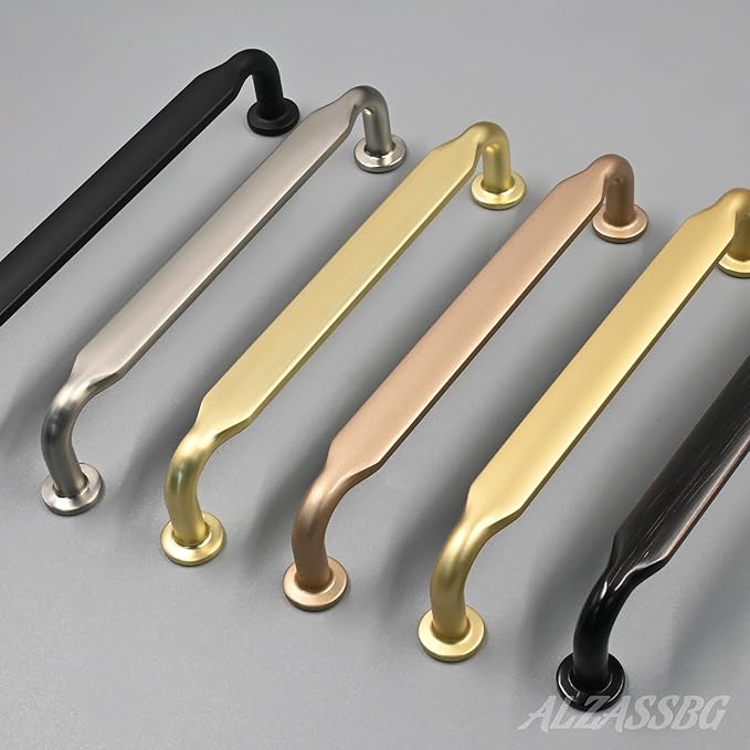 Alzassbg 6 Pack Champagne Copper Cabinet Handles, 7-1/2 Inch(192mm) Hole Centers Arch Modern Cabinet Pulls Kitchen Cabinets Hardware for Cabinets and Drawers AL3503SCG