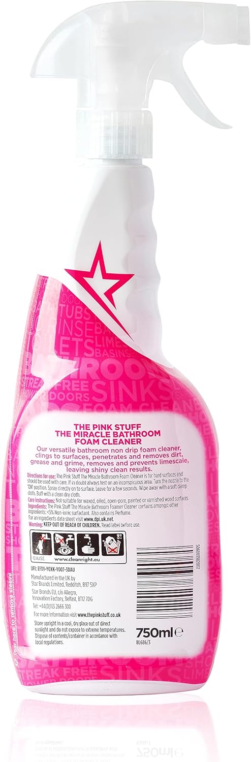 Stardrops - The Pink Stuff - The Miracle Bathroom Foam Cleaner 750ml 3-Pack Bundle (3 Bathroom Foam Spray)