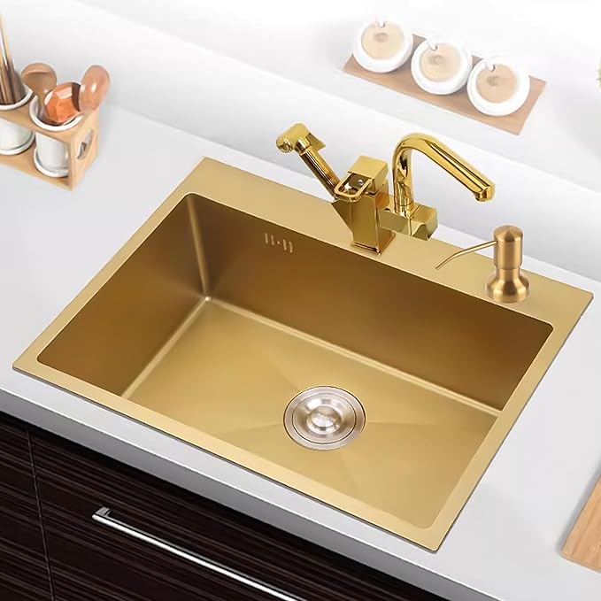 Soap Dispenser for Kitchen Sink, Sink Soap Dispenser with Longer Threaded Shaft Shank, 47" Extension Tube Connects Directly to Dish Soap Container, Wider Pump Head Base（Golden）