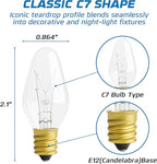 OHLECTRIC Night Light Bulbs (24 Pack – Clear), 7 Watt Mini Bulbs – E12 Candelabra Base, Non-Dimmable, 120 Volts – C7 Night Light Lamp Replacement Bulb for Salt Lamps, Window Candles, Holiday Decor