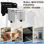 4 Steps Wall Mounted Attic Ladder, Indoor Attic Stairs Pull Down System, Metal Telescoping Step Ladders, Anti-slip Retractable Folding Stair, Loft Extension Steps Staircase for Garages(black, 4 Steps)