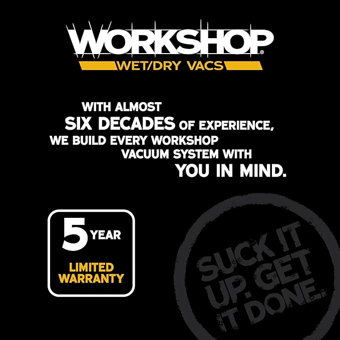WORKSHOP Wet/Dry Vacs Shop Vacuum WS1400CA 14-Gallon 6.0 Peak HP High Power Wet Dry Vacuum Cleaner with Filter, Dust Bag, Hose, Attachments and Cart for Garage, Basement and Workshop Cleaning