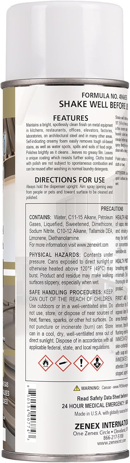 Zenex ZenaSheen H20 Stainless Steel Polish - Professional-grade Water-based Metal Cleaner, Polish & Protectant | Remove Grime & Restore Shine | Stainless Steel, Chrome, Brass & More | 16 oz (2 Pack)