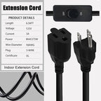 262FT（6.56FT*40） Black Extension Cord with Switch On/Off, 3 Prong Grounded Plug, Insulated & Flame Retardant,125V 375W Indoor Power Cord, UL Listed