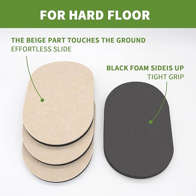 Furniture Sliders for Hardwood Floors 4 PCS - 9 1/2 inch Sliders for Moving Furniture – Felt Furniture Pads for Hardwood Floors