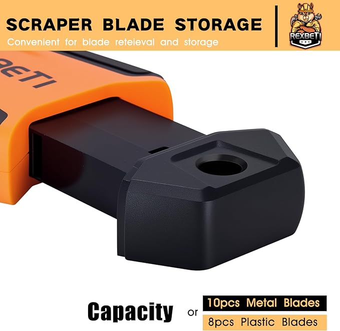 REXBETI Razor Blade Scraper Tool, 2 Pack Razor Scraper with Extra 314Pcs Razor Blades -14Pcs Metal and 300Pcs Plastic Blades, Cleaning Scraper Tool, Cooktop, Paint, Glass Scraper