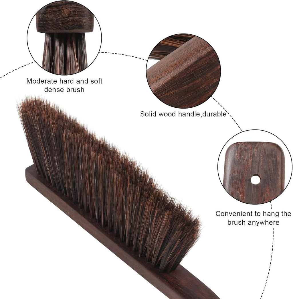 17In Extra Large Dust pan and Brush Set,Commercial Heavy-Duty Dust Pans and Wood Broom,Clip on Dust Pan Metal Edge Flat Against Floor for Patio/Pet/Car/Outdoor-Rubber Coated Easy to Grasp Handle