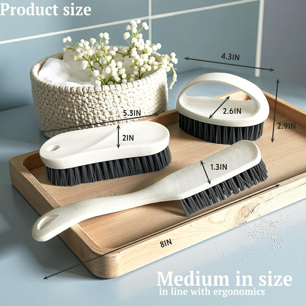 Scrub Brush for Cleaning - 3pcs Bathroom Scrubber Cleaning Brushes for Household Use Heavy Duty Small Nylon Brush,Shoe Cleaning Brush,Laundry Brush,Kitchen,Bathtub,Floor Brushes
