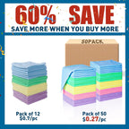 Microfiber Cleaning Cloths-50 Pack, Microfiber Towels Bulk, Towels for Cars & Home, Cleaning Rags 5 Colors Assorted (12x12 inches)