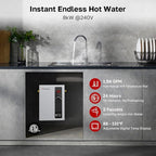 Tankless Water Heater Electric, ThermoMate 8kW at 240 Volt, On Demand Instant Hot Water Heater for Point of Use, Self-Modulating Save Energy, Save Space, 1.56GPM at 35°F Rise