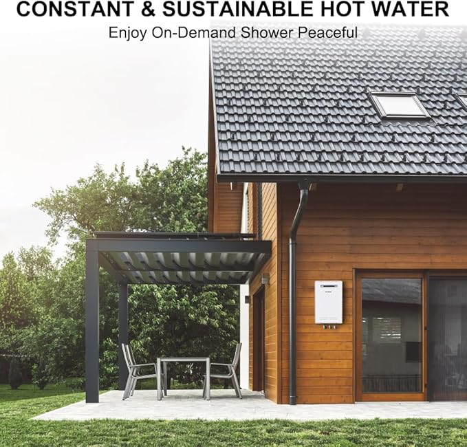 CAMPLUX Climatech 5 150,000 BTU Tankless Water Heater Propane Outdoor, 5.28 GPM On Demand Instant Tankless Hot Water Heater Liquid Propane, Outdoor Installation, White, WA528