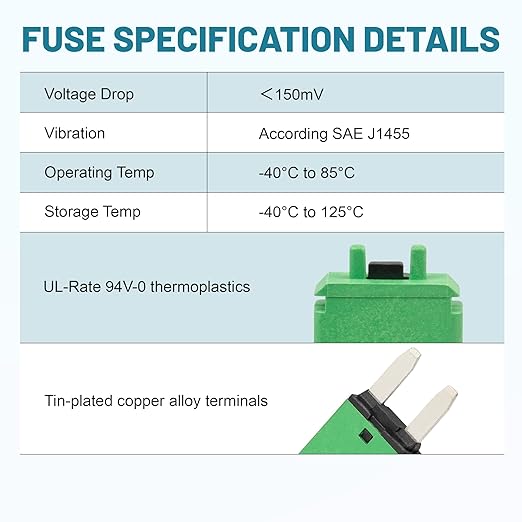 NuIth Manual Reset 30A Mini Fuse Circuit Breakers, E73 Low Profile ATM Circuit Breaker Blade Fuse DC 28V Resettable Standard Blade Fuses for Car Truck RV Marine (2PCS-30A)