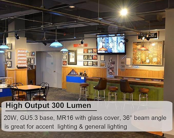 MR16 Halogen Bulb, Dimmable with GU5.3 Base Long Lasting, 3 Pack MR16 12V 20W 2800K Warm White, High Brightness 300LM with Clear Glass Cover, Bulb for Landscape, Track Light