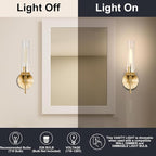 Gold Bathroom Light Fixtures Over Mirror, Vanity Lights Set of 2 with Knurled Texture, Brushed Gold Wall Sconces with Clear Glass Shade, Modern Industrial Bathroom Lighting for Bedroom, Living Room