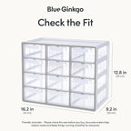 Blue Ginkgo Large 12-Drawer Cabinet – Stackable Clear Organizer for Hardware, Beads, Plastic Bricks, Office, and Craft Storage (Made in Korea, Gray)