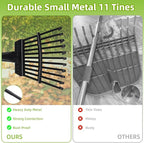 Small Rake for Gardening 63 Inch Adjustable Heavy Duty Garden Leaf Rakes Garden Tools 11 Metal Tines Small Garden Rake for Shrub Flower Bed Mulch Camping, Black