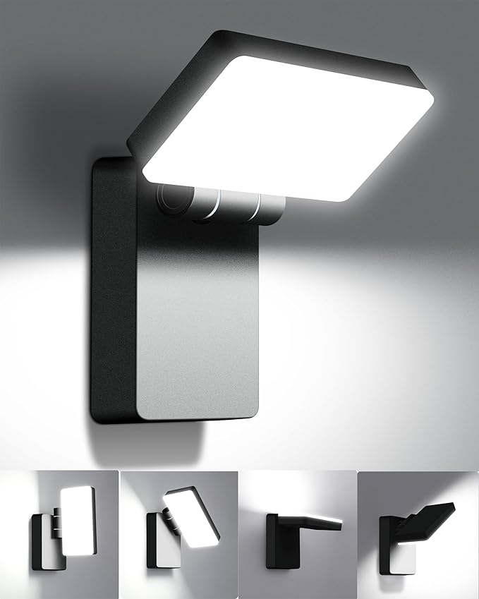 60W LED Flood Light Outdoor Wall Pack 5000K 360° Rotatable Head IP65 Waterproof 6000LM 85V-277V Commercial Flood Security Wall Mount Porch Lights for Indoor,Garage,Yard,Barn,Bedroom