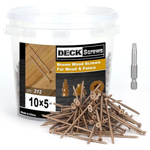 Deck Screws #10 x 5’’, T25 Star Torx Drive Flat Head Wood Screws, Brown, 5lb