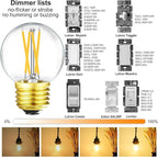 Leools Dimmable Wall sconces Edison Bulb G16.5 4W Equal 40 watt AC120V Clear Glass Soft White 3000K E26 Light Bulb for Pendant,Chandeliers,Vanity, 400lm 6Pack