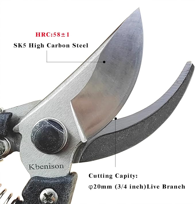 Sharp Pruning Shears for Gardening, 8" Garden Shears Heavy Duty SK5 Blade, Precision Garden Clippers Handheld, Gardening Shears with Ergonomic Handle
