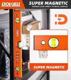 DOWELL 18 Inch Magnetic Spirit Level with Metric Scale, 3 Different Bubbles-45°/90°/180°, HY030661