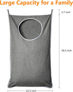 XL Hanging Laundry Hamper, Extra Large Tear-resistance Door Hamper with 2 Types Hooks for Dirty Clothes, Save Bathroom Space Hanging Laundry Bag (36.5x 22 Inch,Grey)