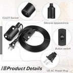 10 Pack Hanging Light Cord Pendant Light Cord with Switch Light Socket Extension Light Bulb Socket Cable Lamp Kit for E26 E27 Lamp Socket Lantern (Black,9.8 Feet)