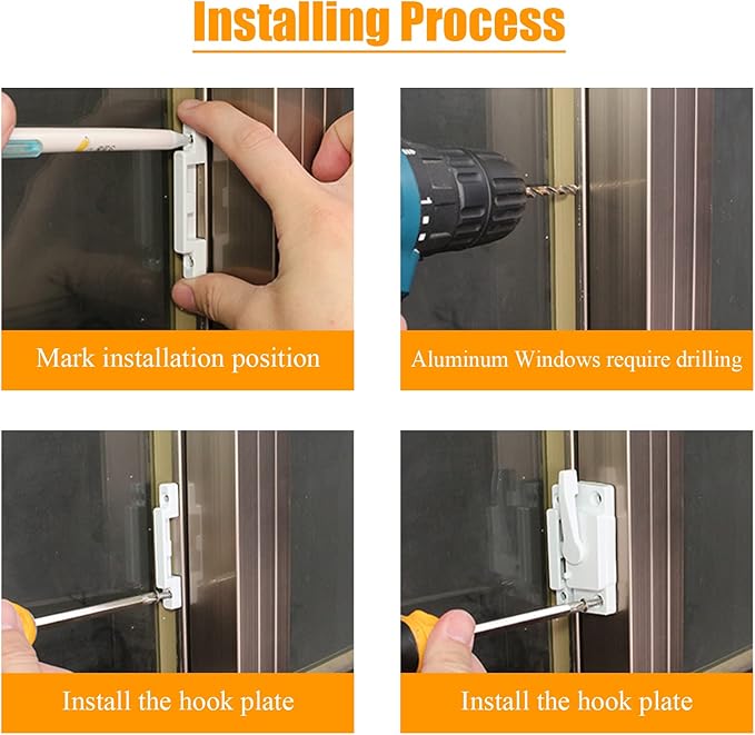 Uenhoy 4 Pack Cam Action Window Sash Locks for Double Hung Windows, Hole Center White Sash Window Locks for Vertical & Horizontal Sliding Windows