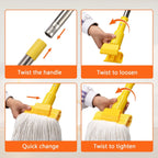 Professional Commercial Heavy Duty Mop,Clip Type Mop with 48" Long Handle,Cotton Wet Industrial Mops for Floor Cleaning,Home,Kitchen,Office,Garage and Concrete Tile Floor