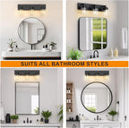 IZORRO Bathroom Vanity Light Fixture, 3-Light 22 Inch Matte Black Bathroom Light Fixtures Over Mirror, with Clear Glass Shade, Modern Farmhouse Vanity Lights, Rustic Restroom Lighting Fixtures